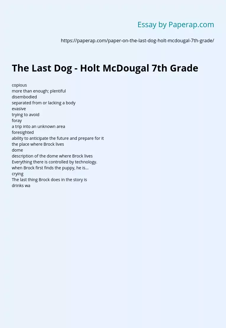 The Last Dog - Holt McDougal 7th Grade