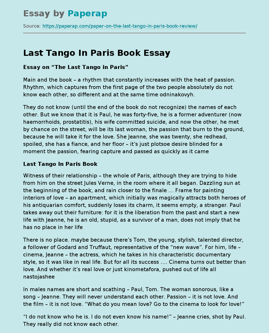 Last Tango In Paris Book