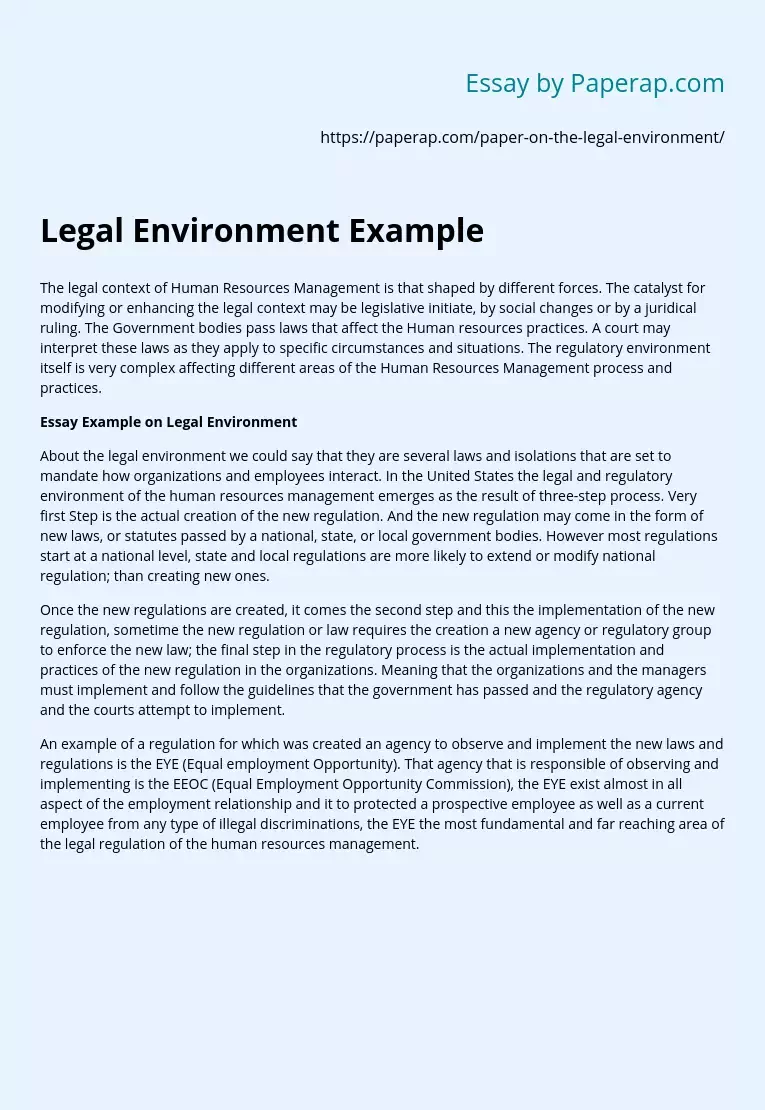 Legal Environment Example
