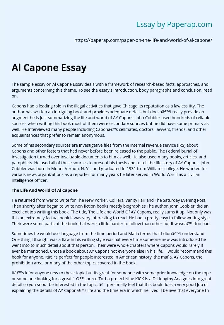 Al Capone Essay
