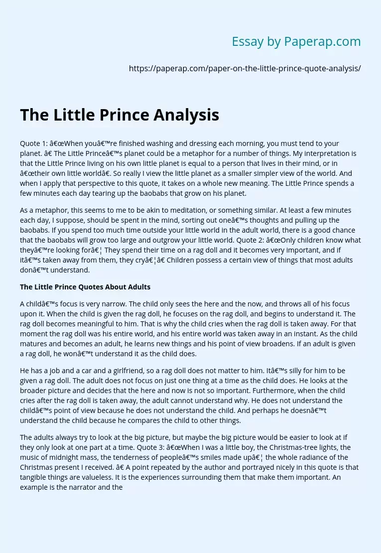 The Little Prince Analysis