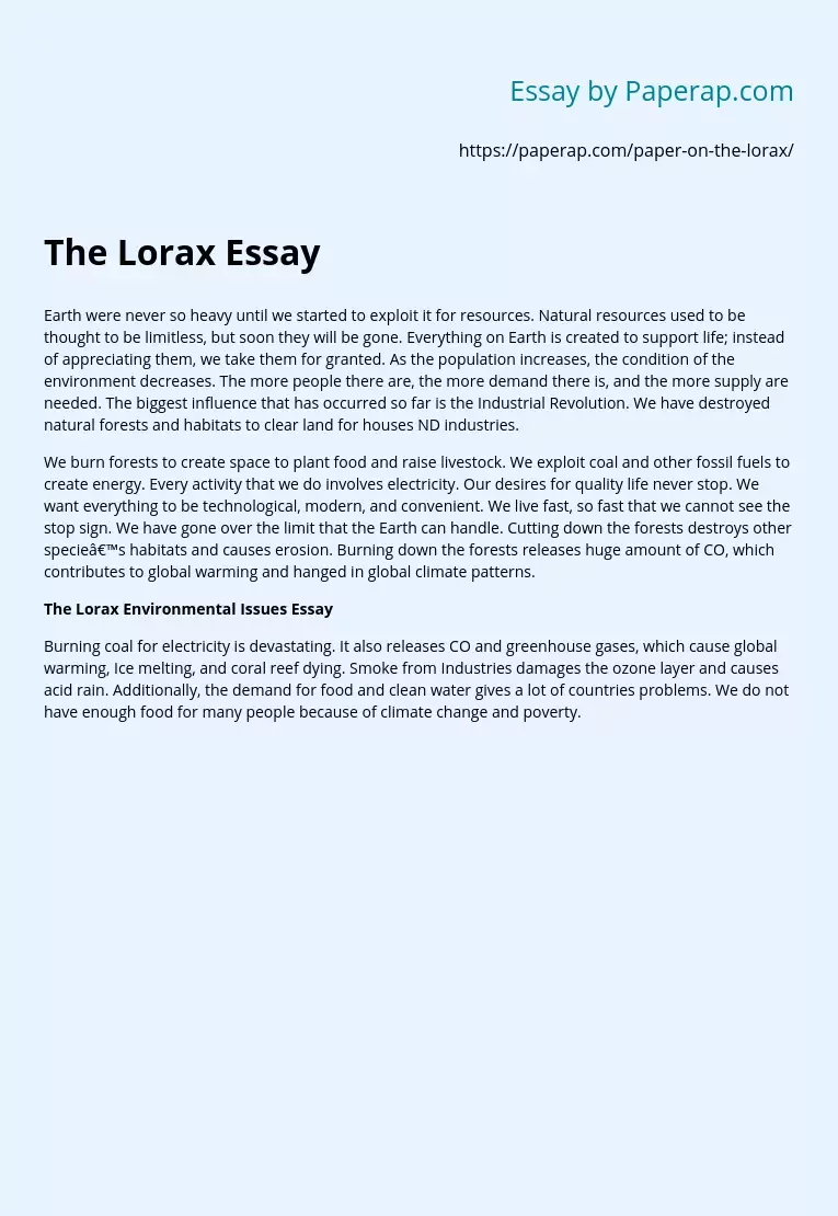 The Lorax Essay