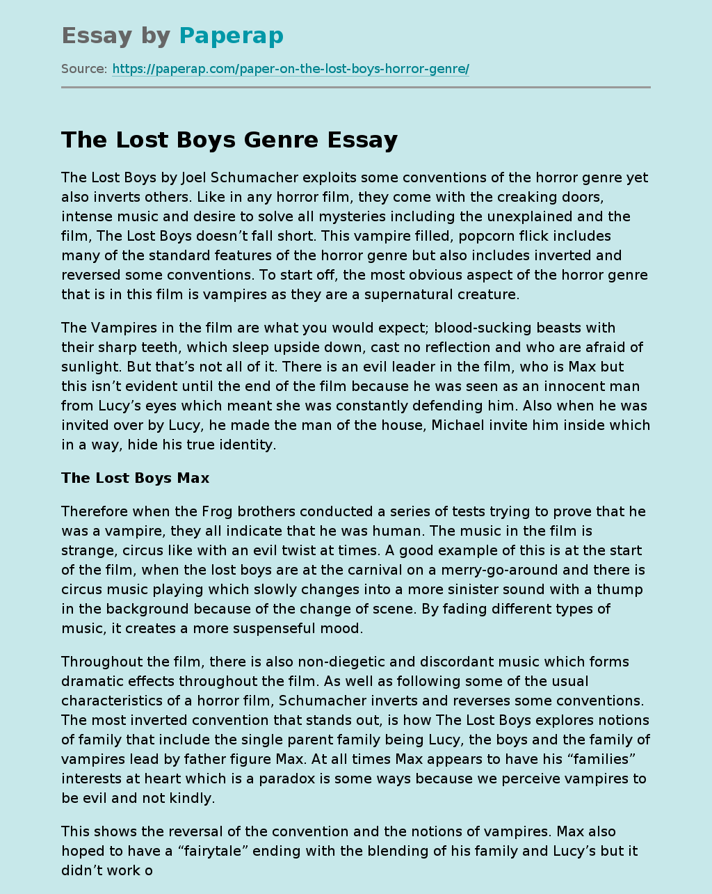 The Lost Boys Genre