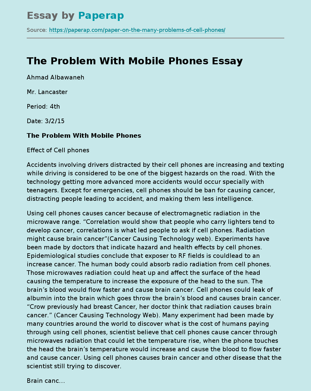 The Problem With Mobile Phones