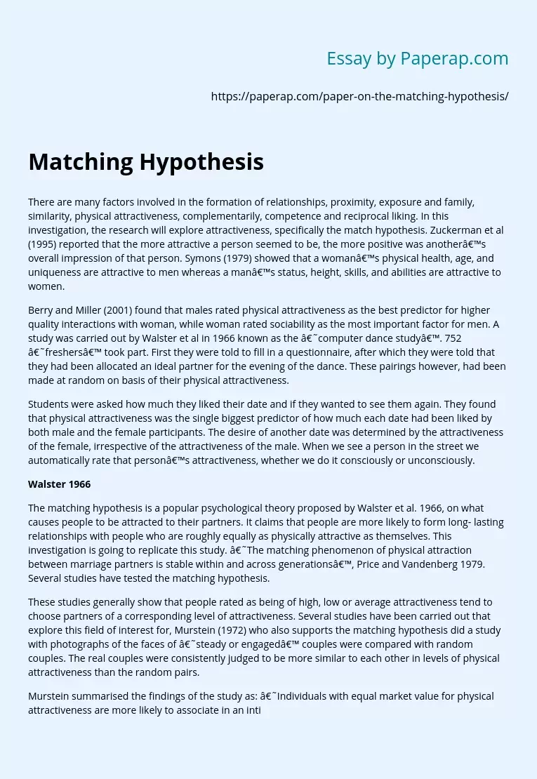 Matching Hypothesis