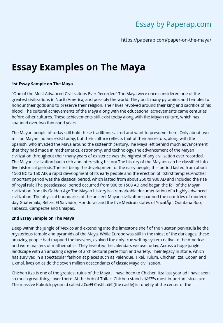 Essay Examples on The Maya