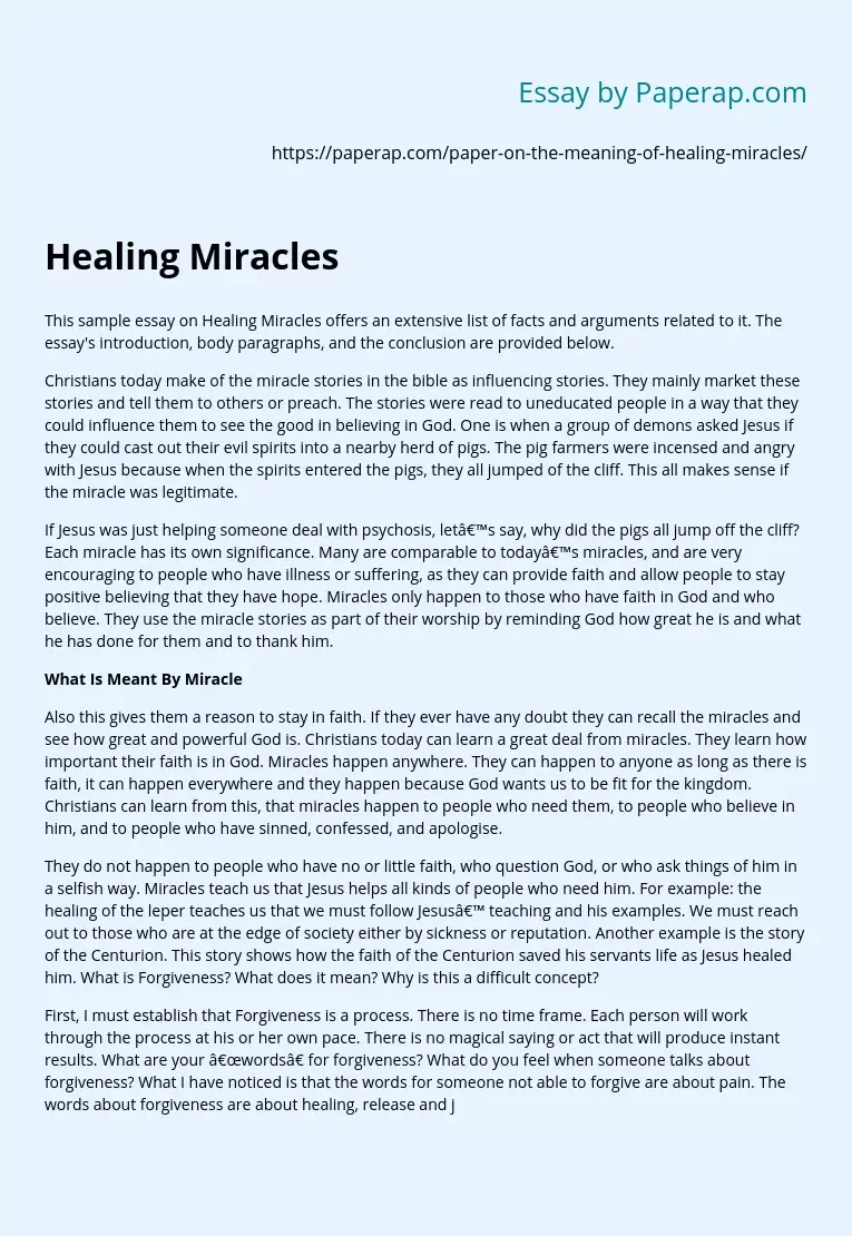 What Is Meant By Miracle Healing Miracles