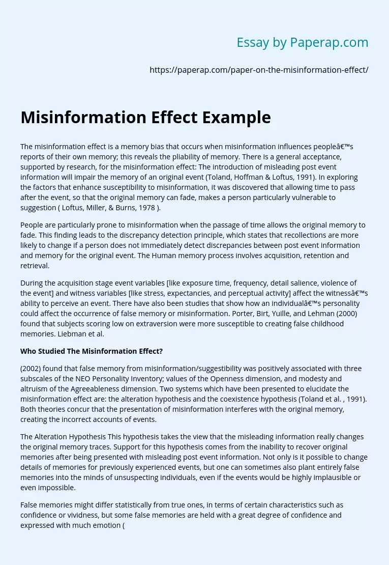 Misinformation Effect Example