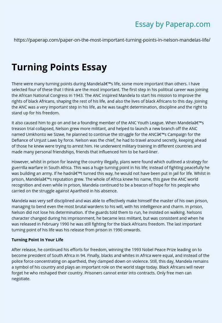 Turning Points Essay