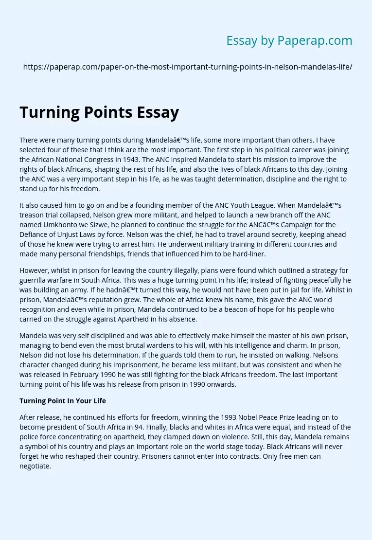 essay about turning point in life