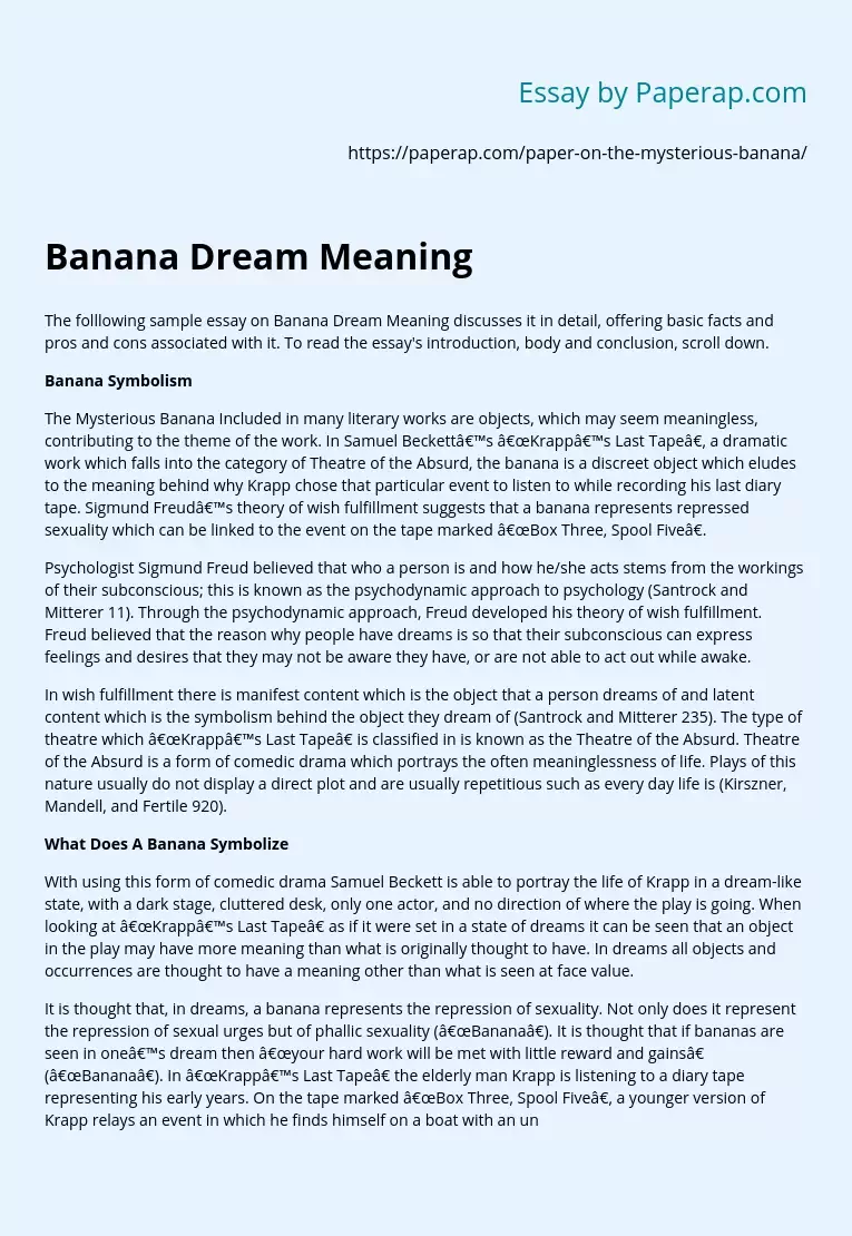 Banana Dream Meaning and Symbolism