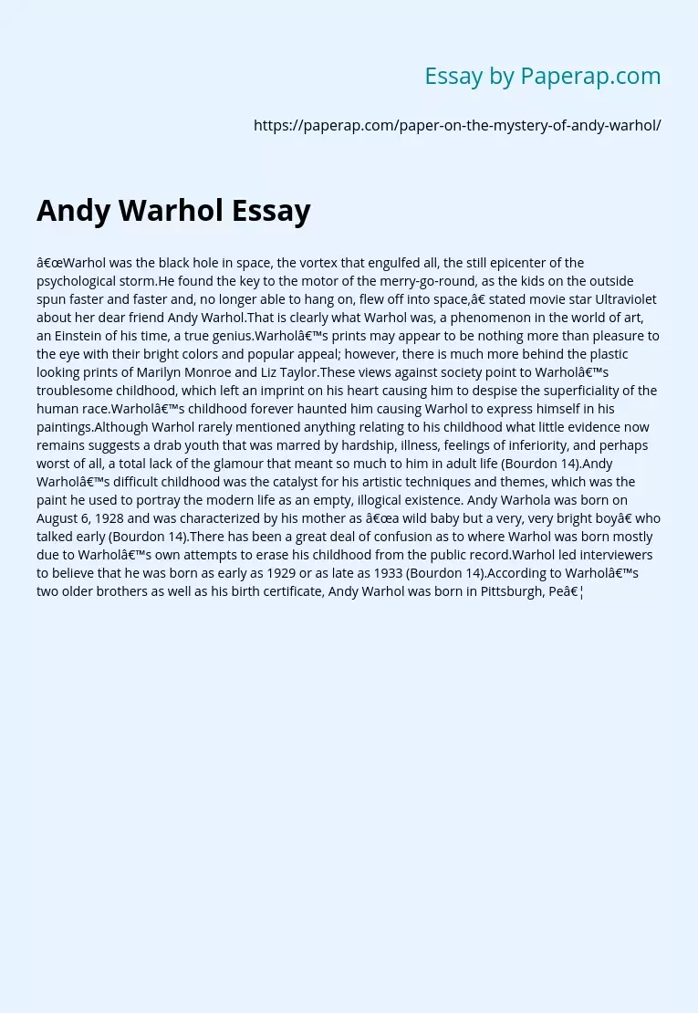 Andy Warhol Essay