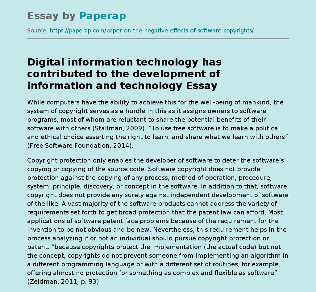 Digital information technology has contributed to the development of information and technology