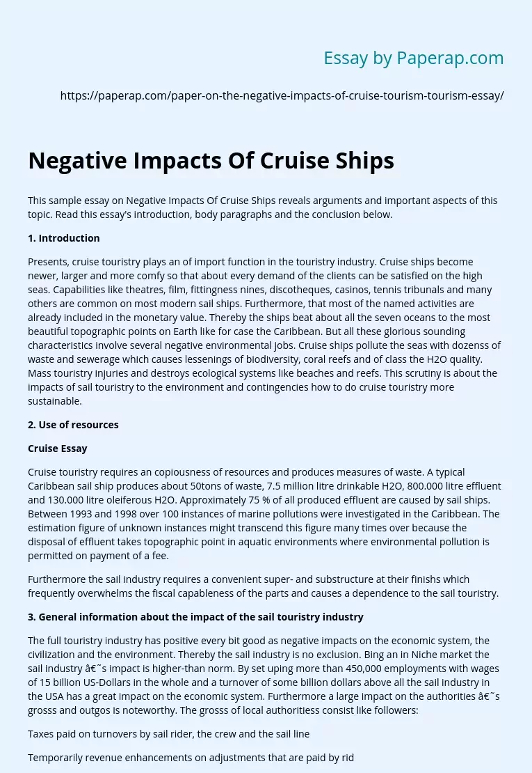 Negative Impacts Of Cruise Ships