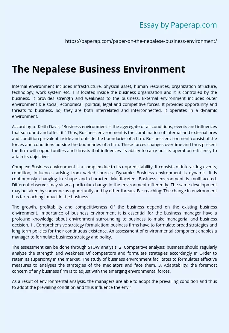 The Nepalese Business Environment