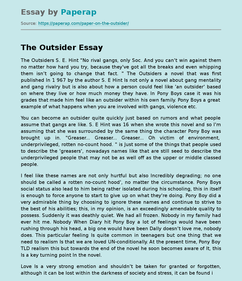 The Outsider by S.E.Hint