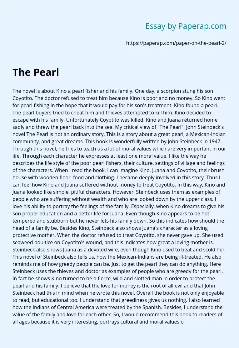 Реферат: Character Analysis Pearl Essay Research Paper One