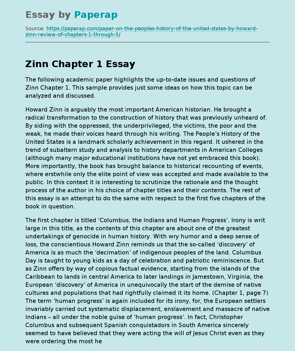Zinn Chapter 1: Current Issues and Questions