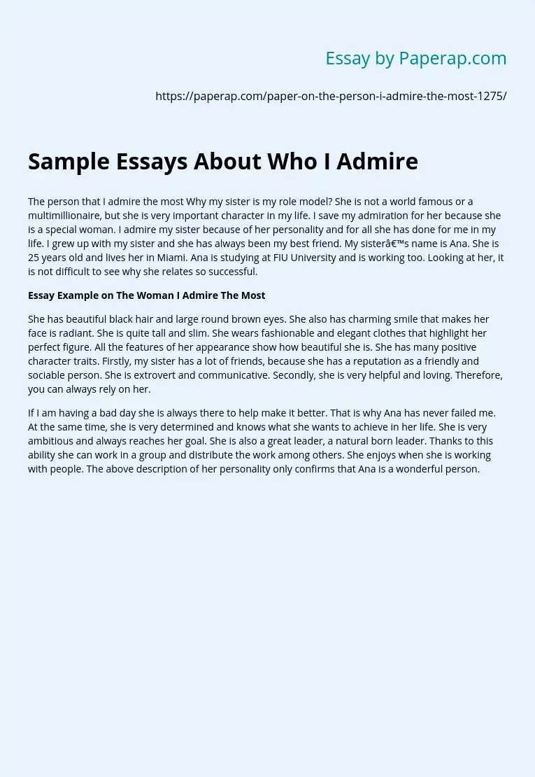Sample Essays About Who I Admire