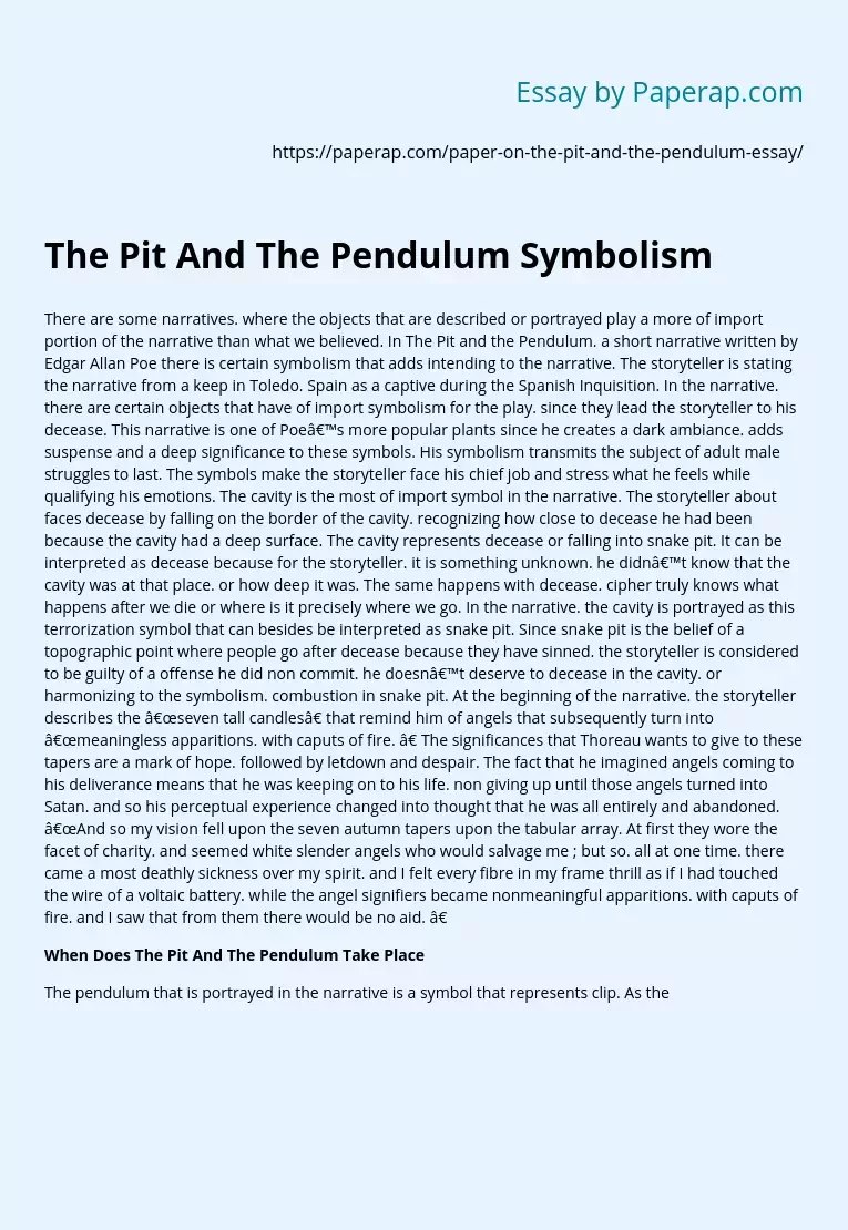 The Pit And The Pendulum Symbolism