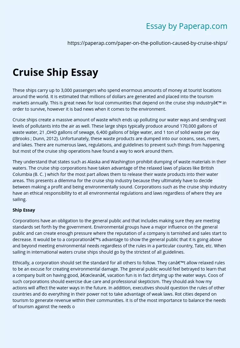 Cruise Ship Essay