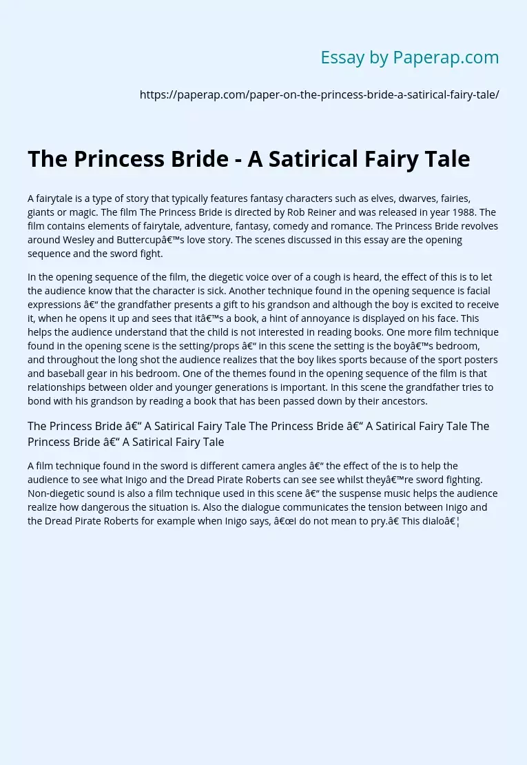 The Princess Bride - A Satirical Fairy Tale