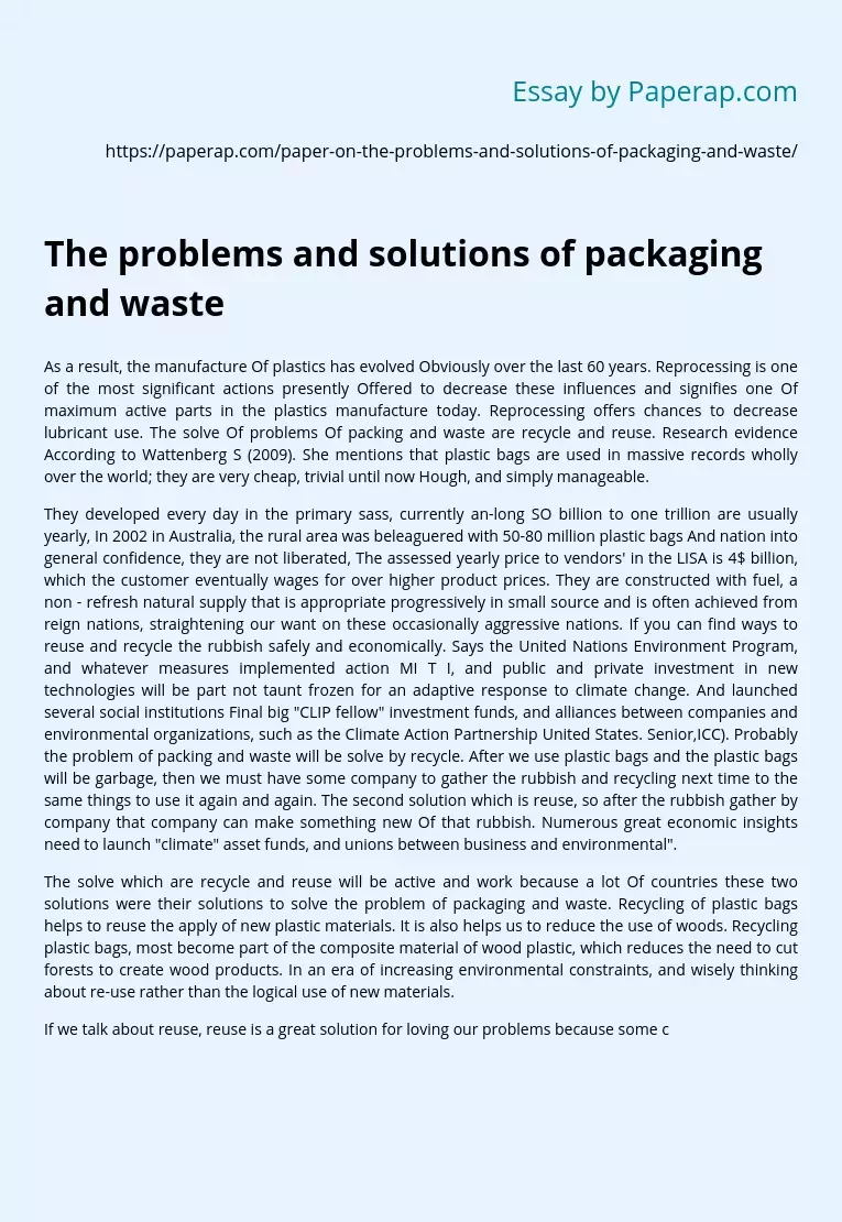 The problems and solutions of packaging and waste
