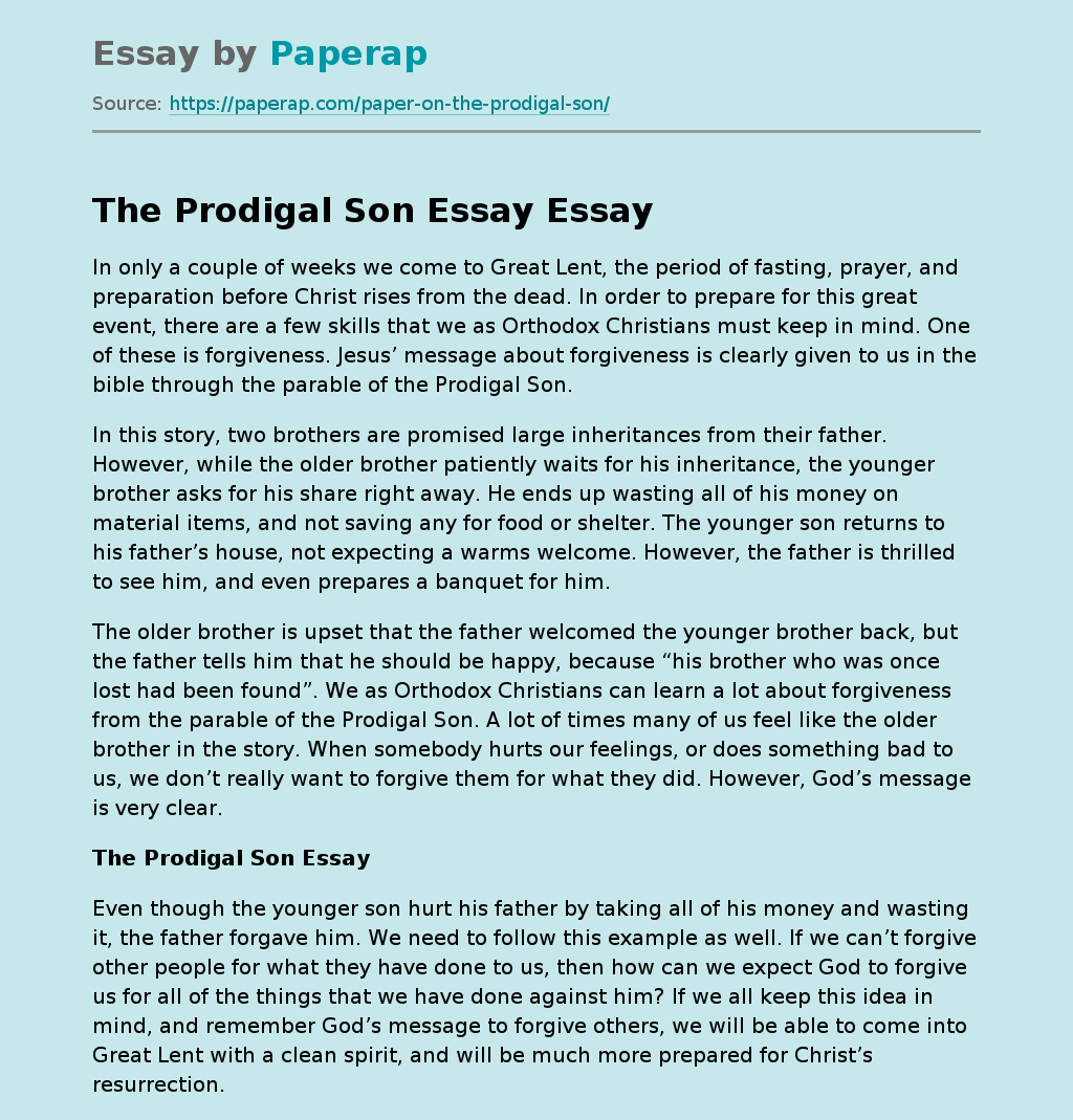 The Prodigal Son Essay