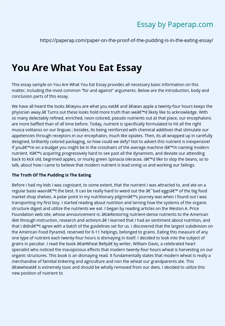You Are What You Eat Essay