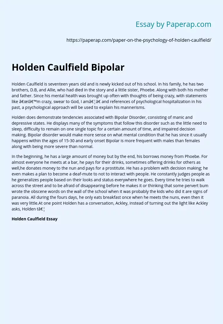 Holden Caulfield Bipolar