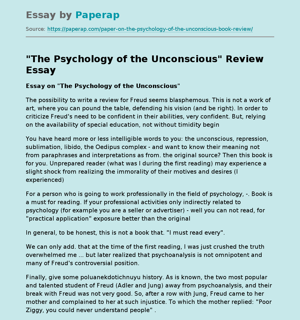 "The Psychology of the Unconscious" Review