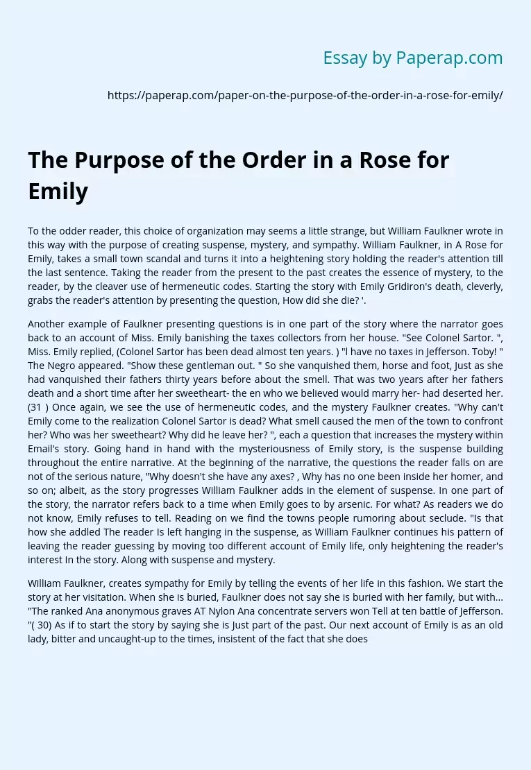 Реферат: Emily The Fallen Rose Essay Research Paper