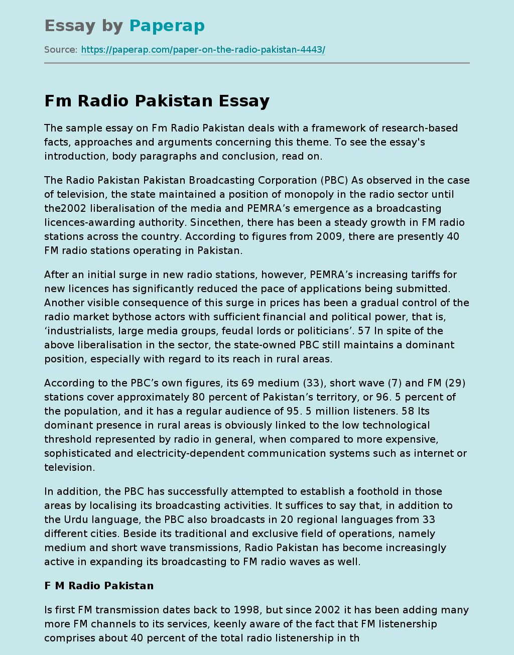 Fm Radio Pakistan