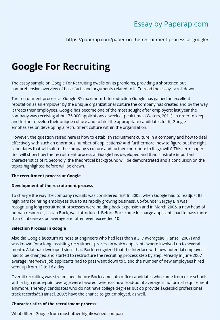 Google For Recruiting