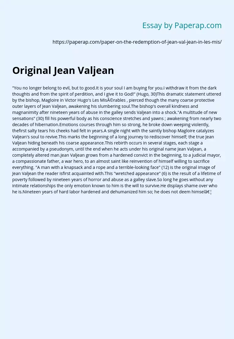 characteristics of jean valjean