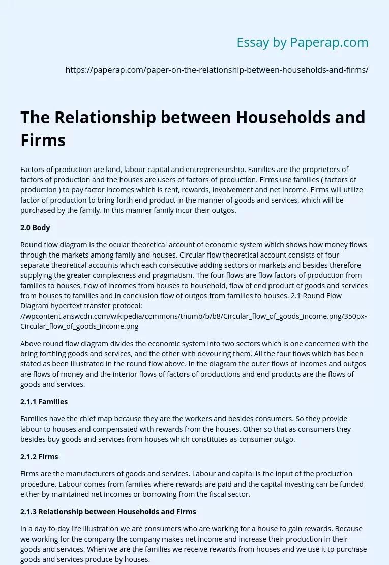 The Relationship between Households and Firms