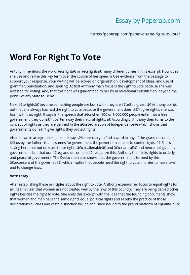 Word For Right To Vote