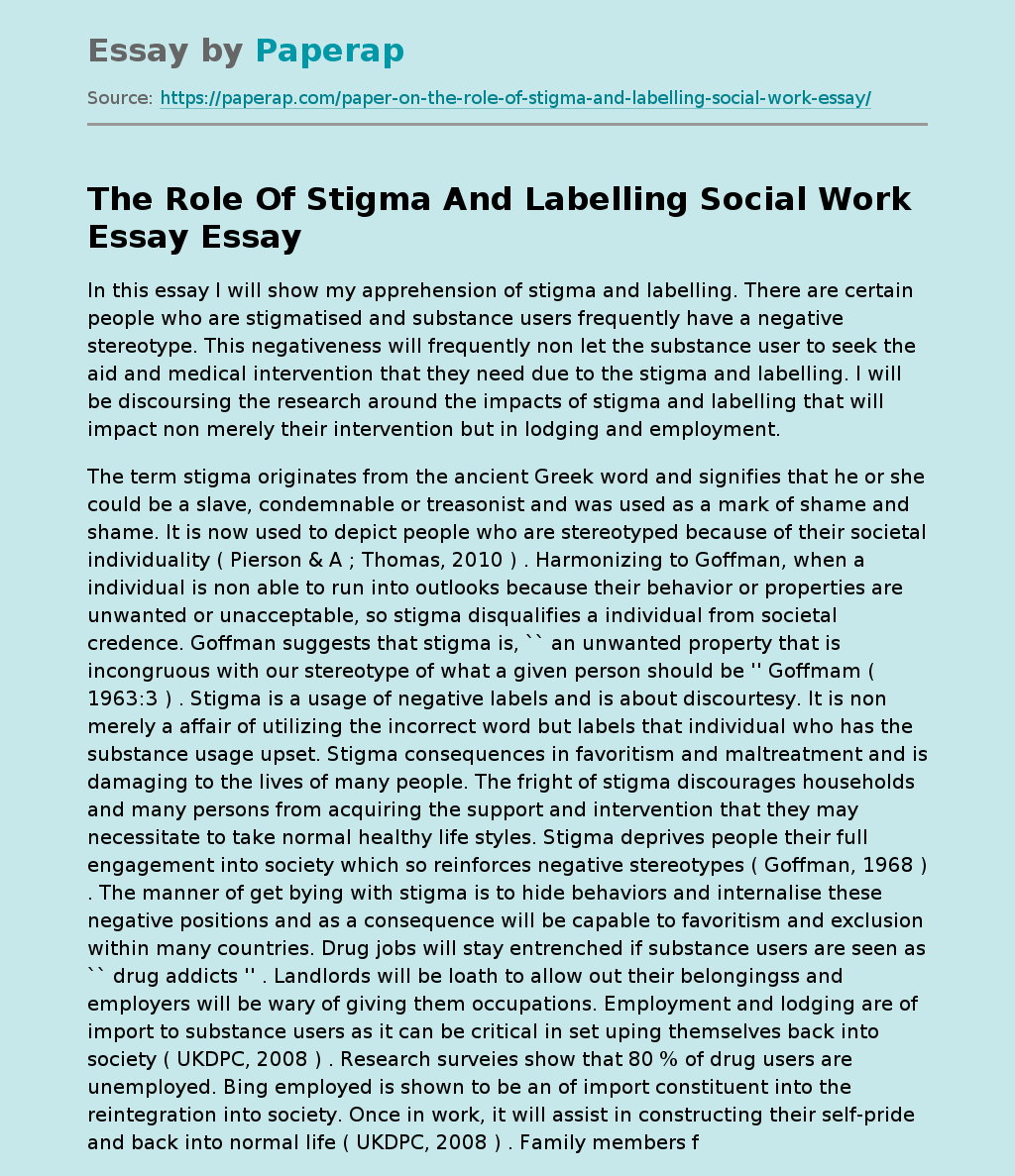 essay about stigma and discrimination