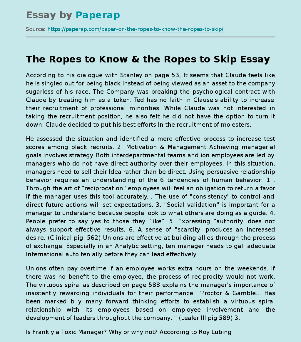 The Ropes to Know & the Ropes to Skip