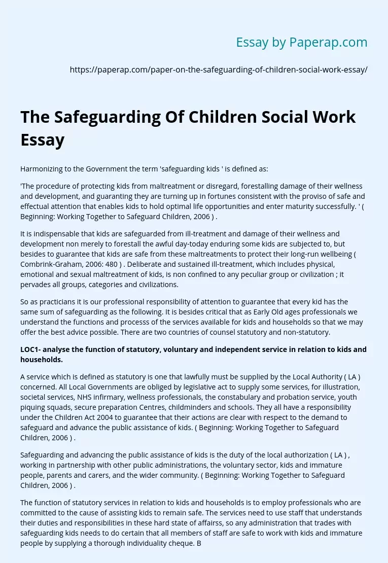 The Safeguarding Of Children Social Work Essay