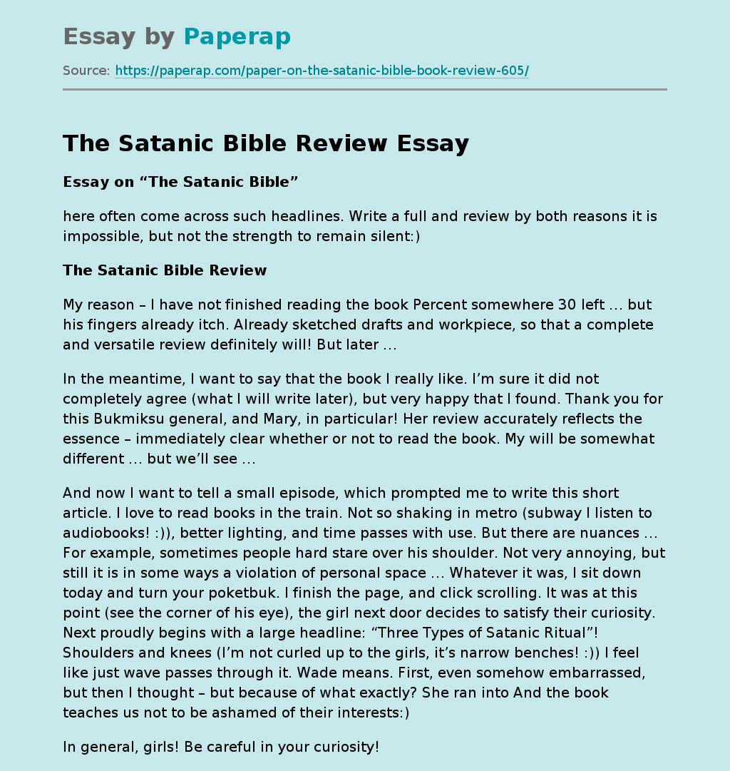 The Satanic Bible Review
