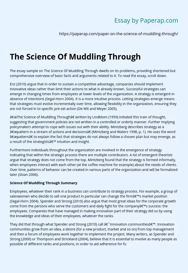 The Science Of Muddling Through