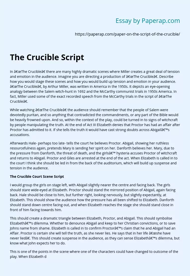 The Crucible Script
