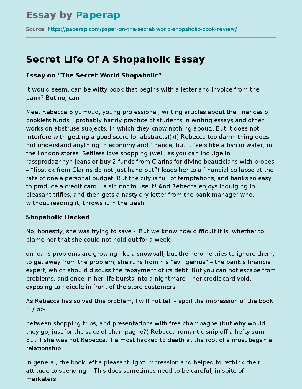 Secret Life Of A Shopaholic