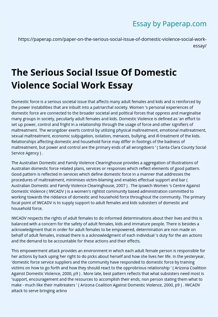The Serious Social Issue Of Domestic Violence Social Work Essay
