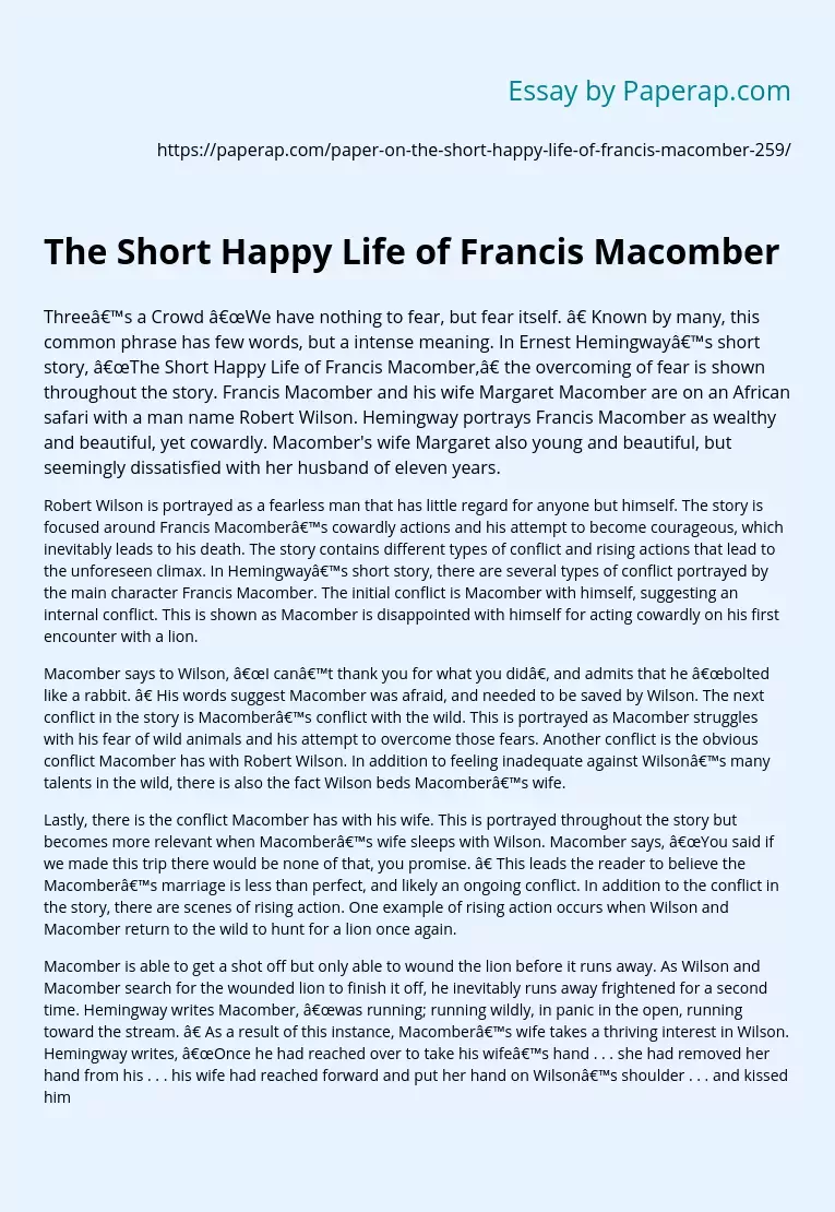 The Short Happy Life of Francis Macomber