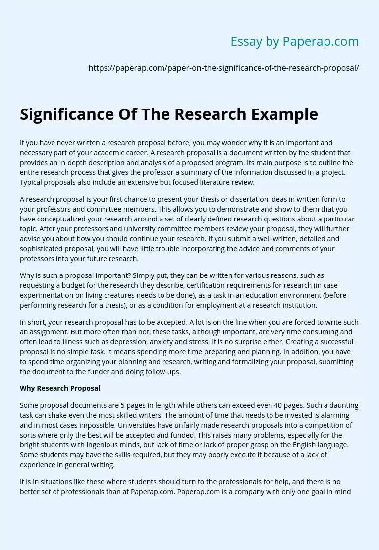 Significance Of The Research Example