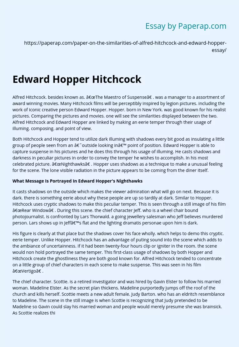 What Message Is Portrayed In Edward Hopper's Nighthawks