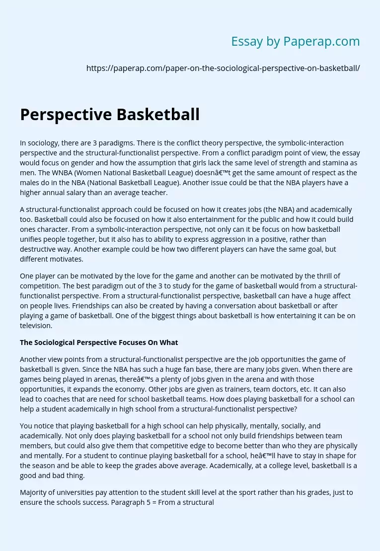 an essay on basketball