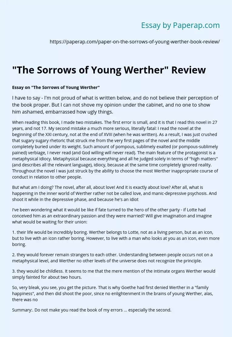 Review by the Sorrows of Young Werther